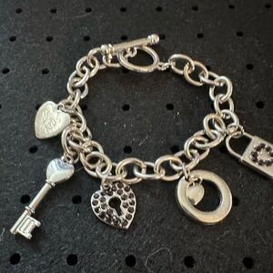 Silver Heart Charm Toggle Bracelet - Women Jewelry